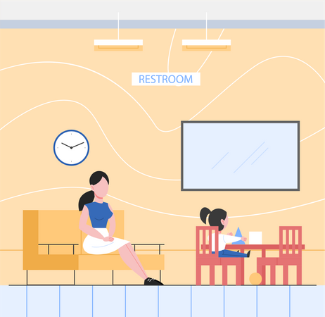 Waiting hall in bank  Illustration