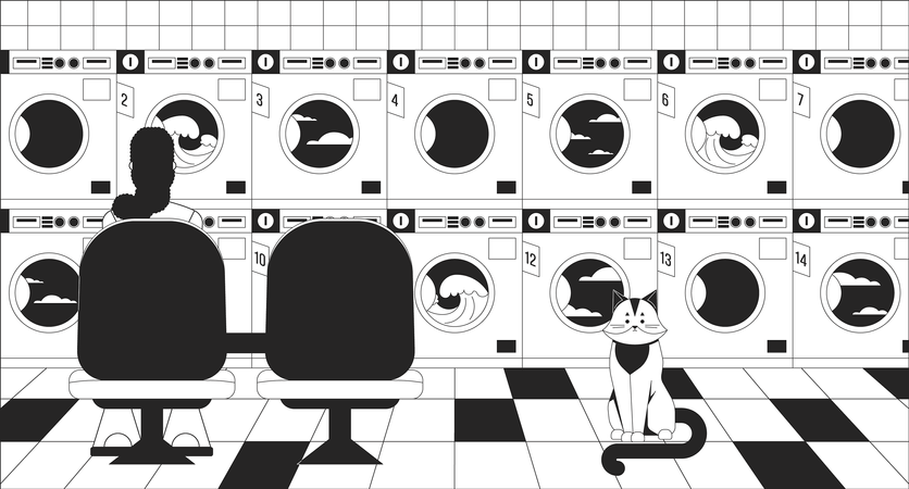 Waitingfor laundry  Illustration