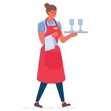 Waitress holding order Illustration