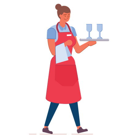 Waitress holding order  Illustration