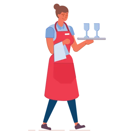 Waitress holding order  Illustration