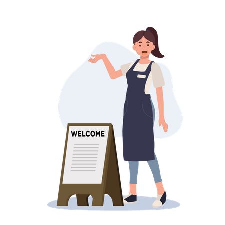 Waitress is invite customer  Illustration