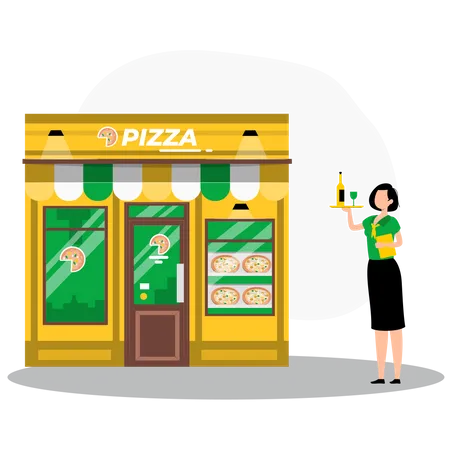 Waitress of pizza restaurant  Illustration