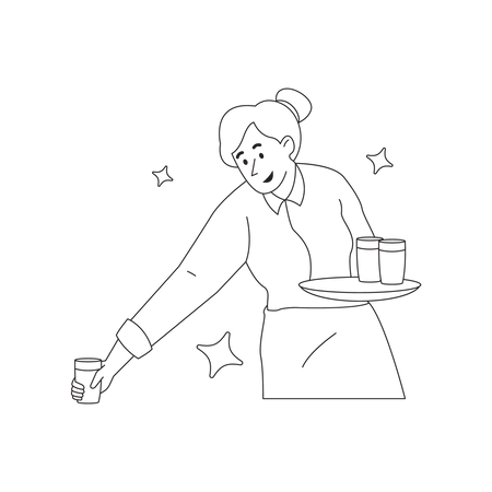 Waitress serving drinks  Illustration