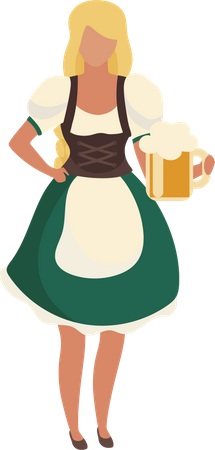 Waitress wearing traditional bavarian costume Illustration