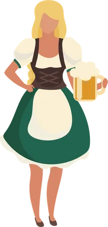 Waitress wearing traditional bavarian costume Illustration