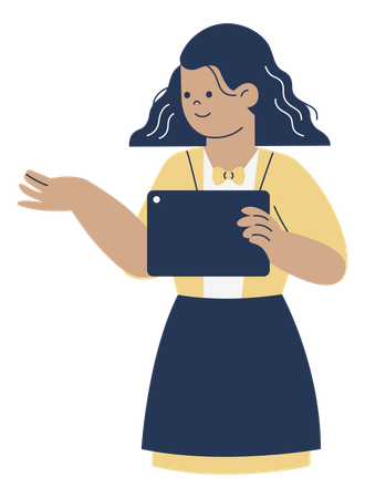 Waitress with Tablet  Illustration