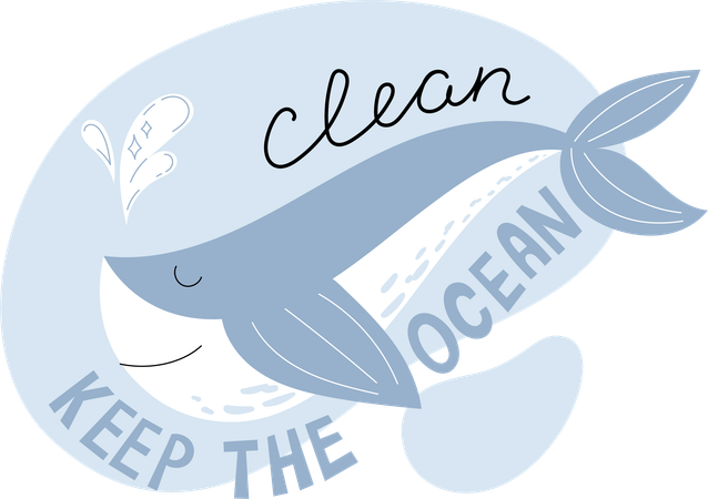 Wal mit der Botschaft „Keep the Ocean Clean“  Illustration