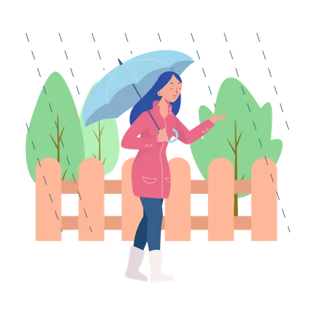 Walking In The Rain  Illustration