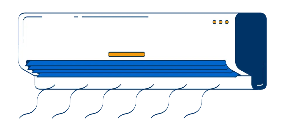 Wall-mounted air conditioner blowing cool air  Illustration