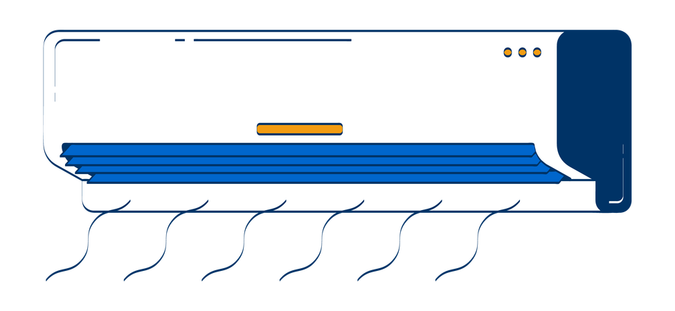 Wall-mounted air conditioner blowing cool air  Illustration