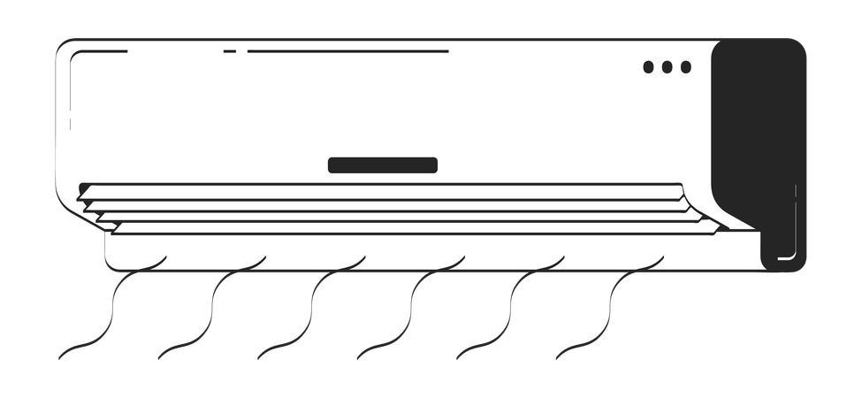 Wall-mounted air conditioner blowing cool air  Illustration