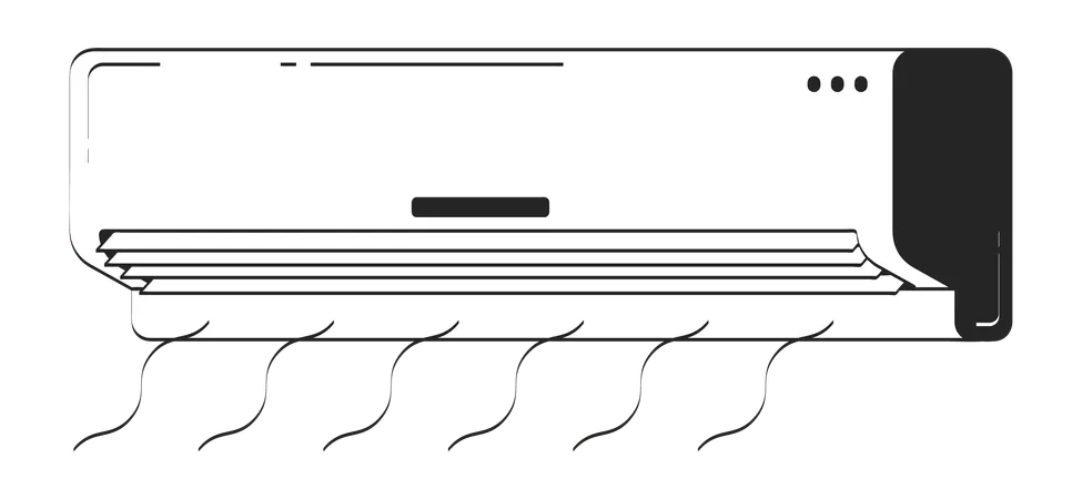 Wall-mounted air conditioner blowing cool air  Illustration