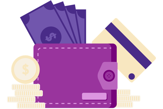 Wallet and cash  Illustration