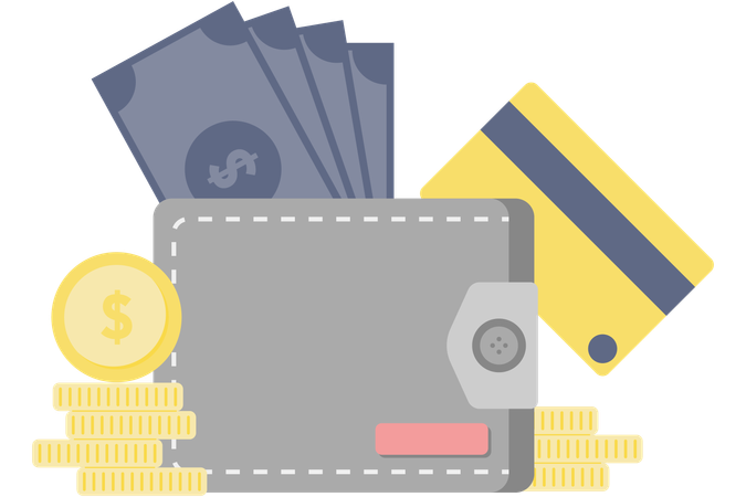 Wallet and cash  Illustration