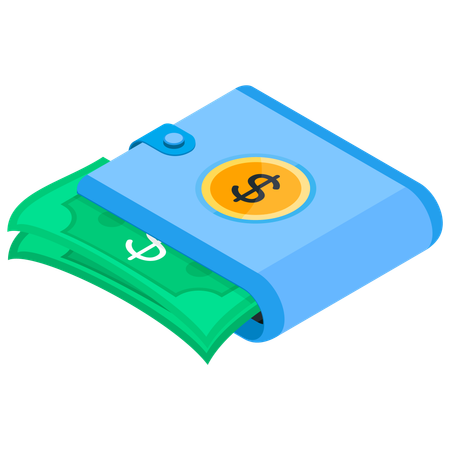 Wallet with Cash  Illustration