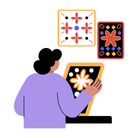 Wallpaper designer showing different wallpaper  Illustration