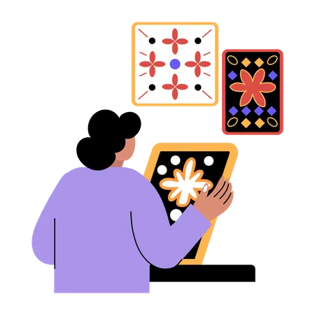 Wallpaper designer showing different wallpaper  Illustration