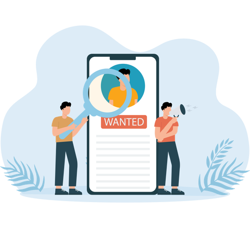 Wanted Employee posted on social media  Illustration