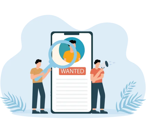 Wanted Employee posted on social media  Illustration