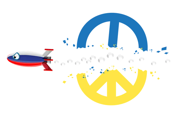 War between Russia and Ukraine Illustration