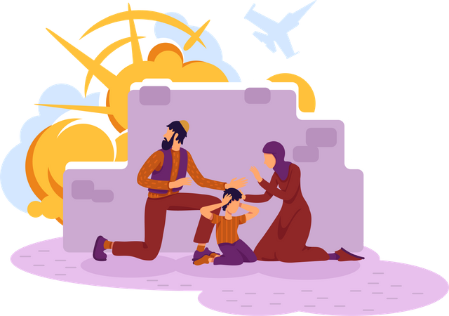 War refugees  Illustration