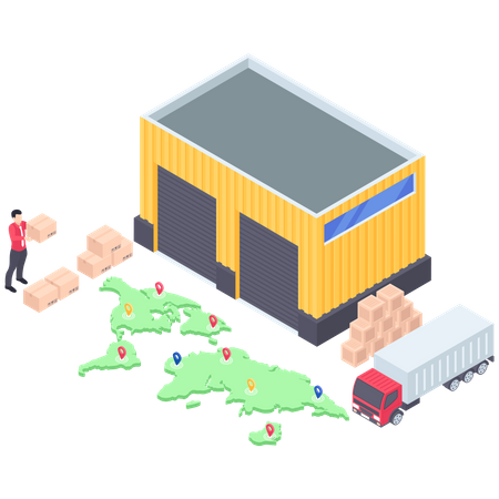 Warehouse and Delivery Location Illustration