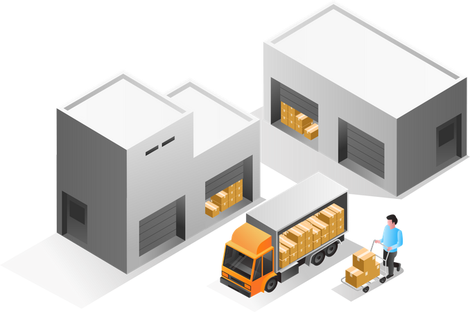 Warehouse deliver goods to customer  Illustration