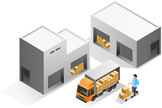 Warehouse deliver goods to customer  Illustration