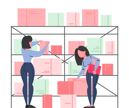 Warehouse in a fashion boutique Illustration