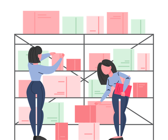 Warehouse in a fashion boutique  Illustration