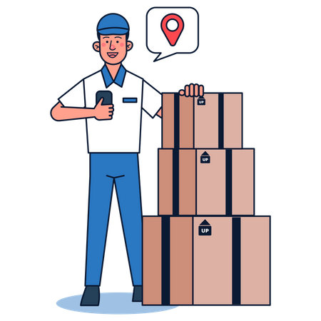 Warehouse manager sorting shipment  Illustration