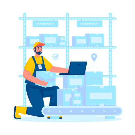 Warehouse officer working in warehouse  Illustration