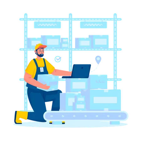 Warehouse officer working in warehouse  Illustration