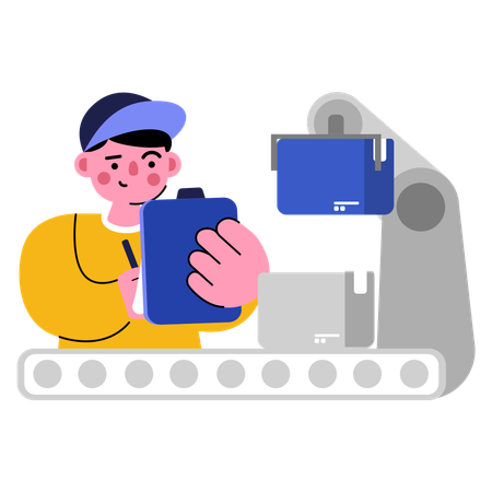 Warehouse robotic arm stacking packages  Illustration