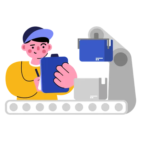 Warehouse robotic arm stacking packages  Illustration