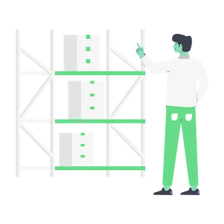 Flat Vector Illustration Of Warehouse Shelves Illustration