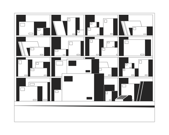 Warehouse storage with shelves and boxes  Illustration