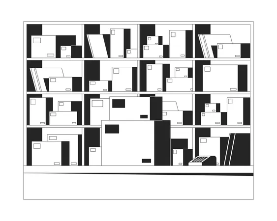 Warehouse storage with shelves and boxes  Illustration
