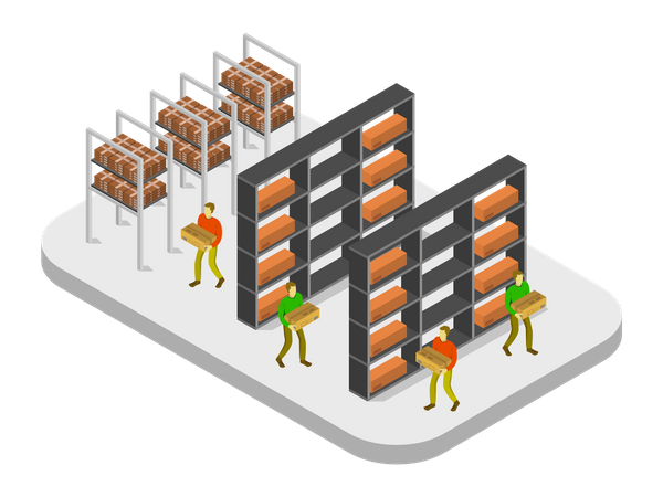 Warehouse Worker arranging boxes  Illustration