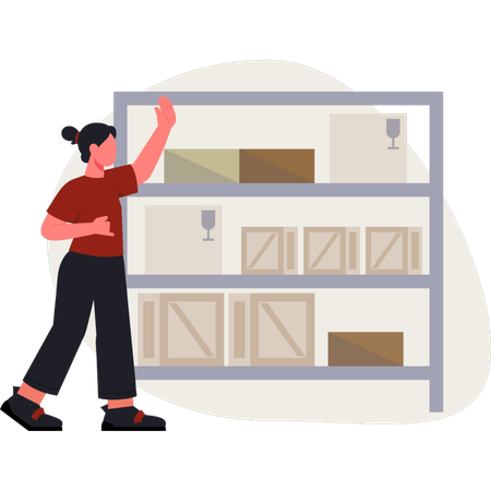 Warehouse worker arranging packages  Illustration