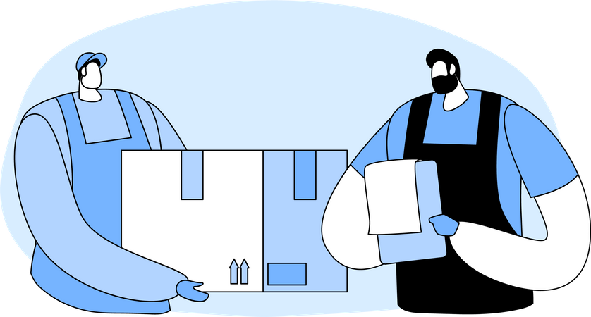 Warehouse worker checking delivery box Illustration