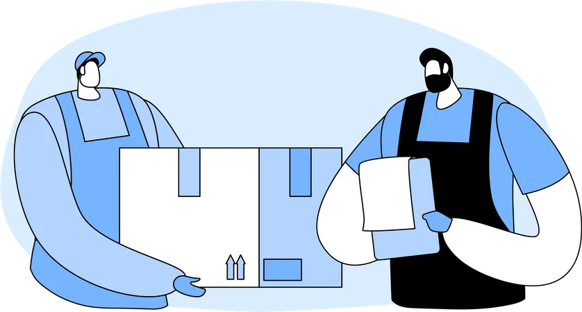 Warehouse worker checking delivery box  Illustration