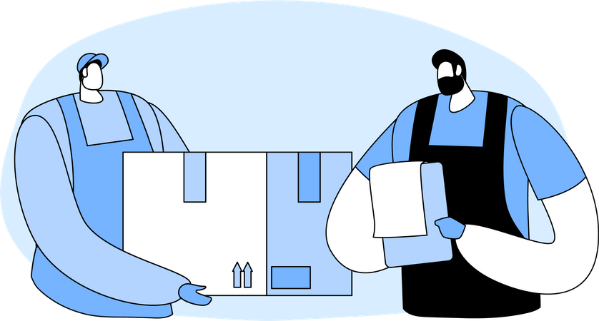 Warehouse worker checking delivery box  Illustration