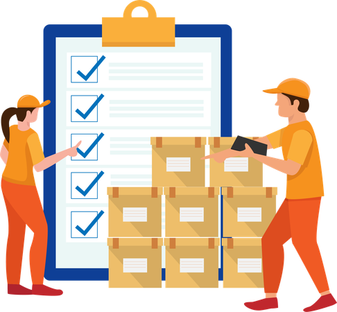 Warehouse worker checking inventory  Illustration