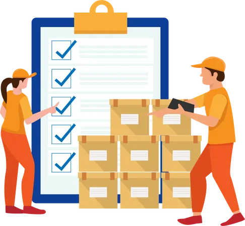 Warehouse worker checking inventory  Illustration