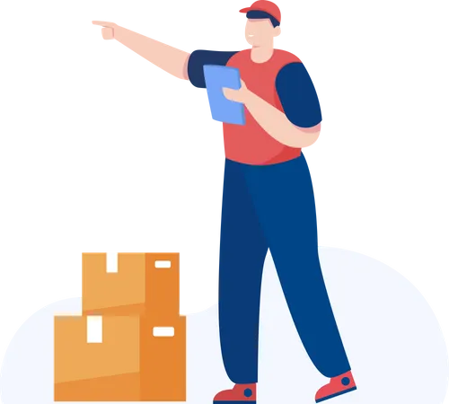Warehouse worker checking logistics  Illustration