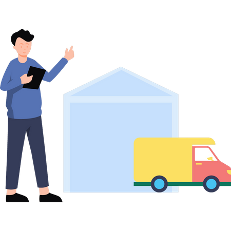 Warehouse worker delivering stock  Illustration