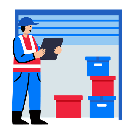 Warehouse worker inspecting parcel  Illustration