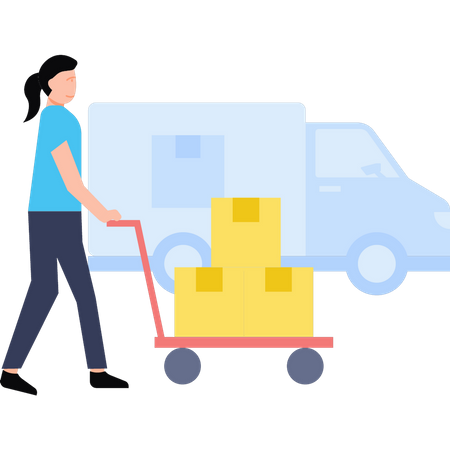 Warehouse worker loading shipment Illustration